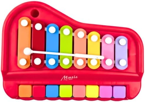 Pianinho Infantil Xilofone teclado musical 2 em 1 Vermelho