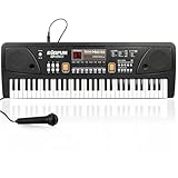 Raimy Piano Keyboard for Beginners, 61 Keys Portable Electronic Digital Piano with Microphone, Learning Educational Music Keyboard Piano for Kids Gifts Toys for Boys Girls Toddlers (Black)