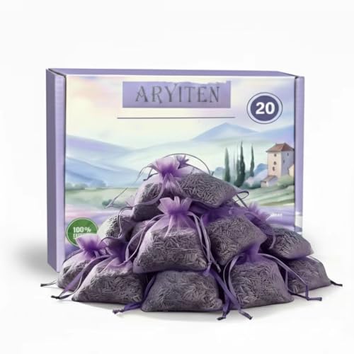 20 Pack Lavender Sachet Bags, 100% Natural French Dried Lavender Sachets for Drawers and Closets, Strong Smell Fragrance Fresh Scents Home