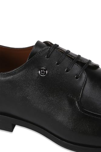 Image of Louis Philippe Men Premium Leather Breathable Lining Material Anti Slip with Heel TPR Sole Formal Derby Shoes