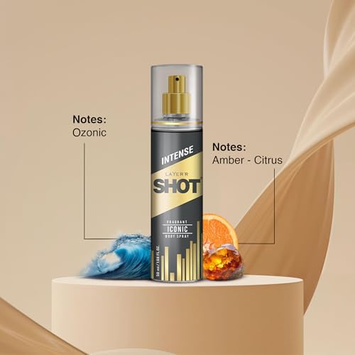 Image of Layer'r Shot Gold Imperial & Gold Iconic Body Spray Combo for Men, Pack of 4 (4x50ml) | Long-Lasting Fresh Ozonic Citrus & Spicy Woody Fragrance | Travel Size Deodorant | IFRA Certified