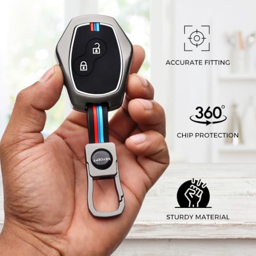 Image of KEYCEPT 2 Button Remote Keyshell Compatible with Renault Logan , Duster , Verito , Lodgy with Metal Key Cover and Keychain(Keyshell & Metal Cover)