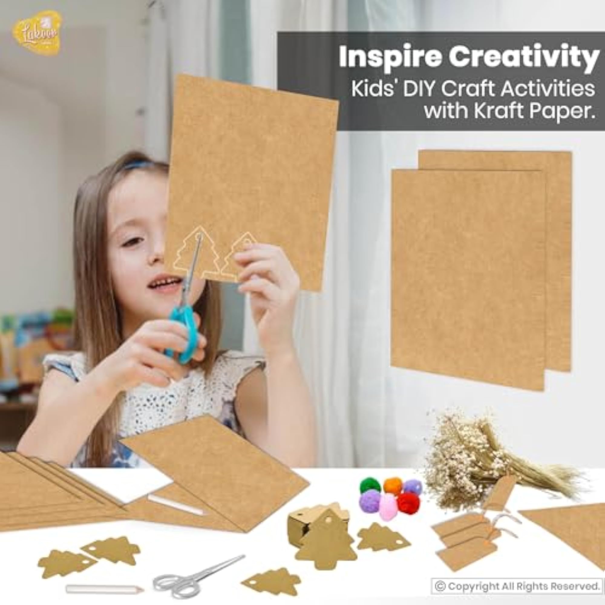 80 GSM Kraft Paper Sheets, Pack of 100