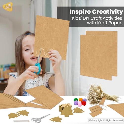 Image of Lakeer 80 GSM A4 Kraft /Craft Paper Sheets - Pack of 100, Brown Color for DIY Projects, Pencils, Crafting, Decorations