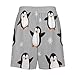 PUYWTIY Fashion Pajama Shorts for Men, Soft Lightweight Lounge Pj Shorts Elastic Waistband Sleep Bottoms Cute Penguin Grey Loungewear (4XL)