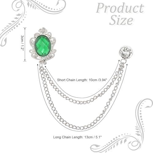 Image of PATIKIL Gem Hanging Chain Brooch Pins, Rhinestone Men's Gem Brooch Suit Pins Lapel Pins for Women Men