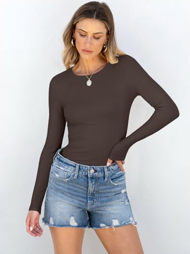 Image of ANRABESS Women Long Sleeve Shirts Rib Knit Slim Fit Tops Basic Tee Spring Outfits Casual T-Shirt Underscrubs Layer Clothes
