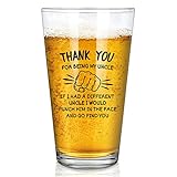 Modwnfy Funny Uncle Fathers Day Gift, Best Uncle Beer Glass, Uncle Thanks Beer Pint Glass, Thanks for Being My Uncle Gifts from Nephew Niece Kid, Uncle Birthday Gifts 15 Oz