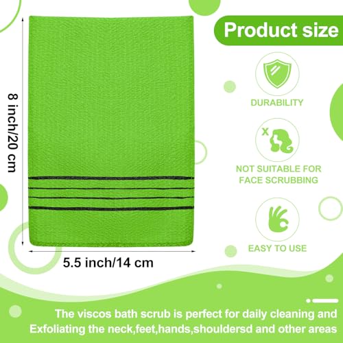 Image of Tatuo 12 Pack Korean Exfoliating Mitts, Italy Towel,8 x 5.5 in,Green | Body Washcloth, Remove Dead Skin, Viscose Rayon Scrubber for Home Spa, for Keratosis Pilaris, Reusable Full Body Use