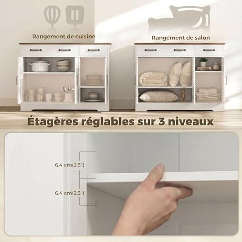 Buffet cuisine 108 cm 2 tiroirs 3 placards HOMCOM