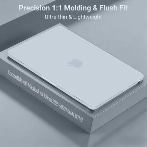 Image of MOSISO Compatible with MacBook Air 15 inch Case M5 2026 M4 M3 M2 2025-2023 | A3448 A3241 A3114 A2941, Hard Shell&Keyboard Cover&Screen Film&Type C, Great for Study Travel Work, Baby Blue