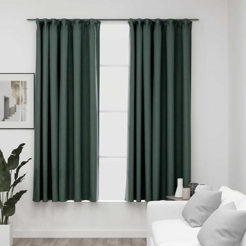 Vetnasa Cortinas Opacas con Ganchos Look de Lino 2 pzas Verde 140x175cm Casa y jardín, Decoración, Tratamientos de la Ventana, Cortinas y visillos Verde 1,94 KG