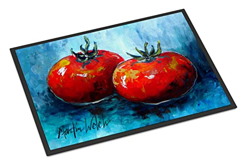 Caroline's Treasures MW1088MAT Vegetables - Tomatoes Red Toes Doormat 18x27 Front Door Mat Indoor Outdoor Rugs for Entryway, Non Slip Washable Low Pile, 18H X 27W