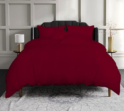 sleepdove® LUXURY EGYPTIAN COTTON 200 COUNT BEDDING SETS DUVET COVER SET (QUILT COVER WITH PILLOW CASES (Single, Burgundy)