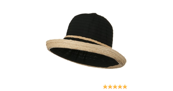 Tape Braid Raffia Straw Hat - Black