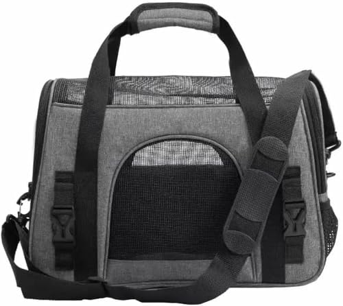 ペットキャリー バッグ 4way ショルダー 中・大型猫・小型犬・うさぎ用 リュック 折りたたみ 変形しない 通気性 臭気がない 引っ掻き傷に強い 車載/ドライブ/キャンピング/旅行/通院/災害避難用 ペットバッグ (グレー)