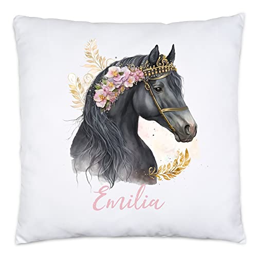Bibi und Tina Kissen Freunde 40x40 cm samtweiches Kuschelkissen mit Reißverschluss Dekokissen Auto-Kuschel-Kissen Zierkissen Schmusekissen Kopfkissen Blocksberg Pferde Sabrina Amadeus zur Bettwäsche 2 Kiddle-Design Pferde Kissen Personalisiert Mädchen Kinder Pony Pferdemädchen Geschenk Namenskissen mit Namen Pferdemotiv