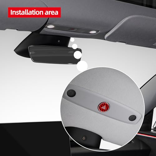 Image of BETTERHUMZ Car Interior Carbon Fiber Sticker Compatible with Tesla Model 3 Highland 2024 2026 Model Y Juniper 2025 Roof Warning Button Trim Reading Light Cover Accessories (Red)