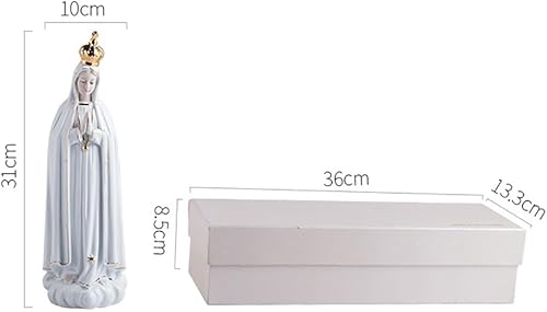 Miniatura 7 de Figura de Nuestra Señora de Fátima, Estatua de la Virgen María, Estatua Religiosa de Cerámica, Escultura Católica Decoración Cristiana Regalo