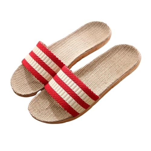 Linen slippers for home use in summer, indoor use, thickened soles, soft soles, and year-round couples. Cool slippers for men and women