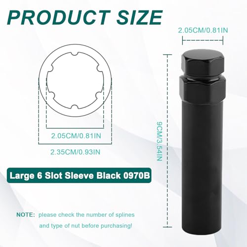 Image of Large 6 Spline Lug Nut Socket,Wheel Lock Key Removal Tool,Replacement for Aftermarket 6Spline Lug Nuts for 21 mm(13 /16 Inch) & 22 mm(7 /8 Inch) Hex Socket Wrench (Large 6 Spline)