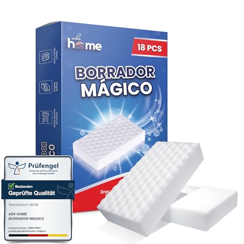 Borrador Mágico 18 uds – Esponja Mágica Reutilizable para Manchas Difíciles – Limpieza con Agua, Sin Químicos, Ideal para Paredes, Cocina y Zapatos