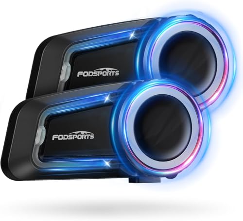 Fodsports FX7 10-Rider Mesh Motorcycle Bluetooth Headset with Music Share, Smart APP Control, Dual...