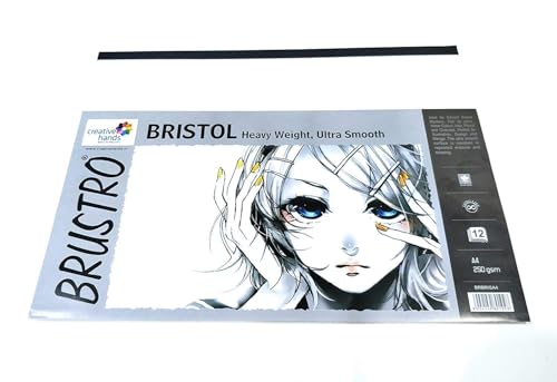 Image of Brustro Ultra Smooth Bristol Sheets | A4, 250 GSM | Pack of 20 + 4 Sheets | Ideal for Solvent Based Markers,Acid Free,Watercolour, Ink, Airbrush, Charcoal, Illustration, Mechanical Drawing, Brochures.