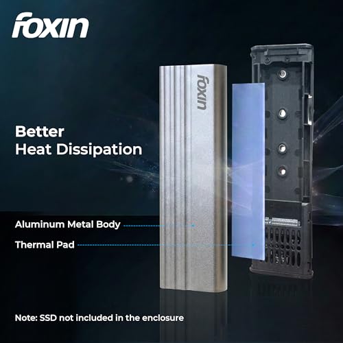 Image of Foxin N2 Express M2 /M.2 NVMe / SATA Tool-Free SSD Enclosure Case with USB 3.2, 10Gbps & PCIe NVMe Reader, Supports M /B&M Keys, 2230 /2242 /2260 /2280 SSDs, UASP Max 4TB Aluminium Case with Type-C & USB