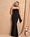 GLNEGE Women's Bodycon Formal Wedding Guest Maxi Dresses with Scarf Summer Strapless Elegant Cocktail Party Dress 2025 Black