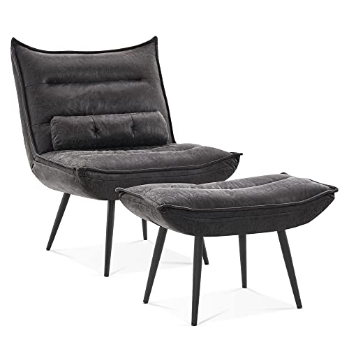 Sillón con tapizado de tela bronce gris miniatura 1