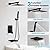 gotonovo 10'' Rain Shower Faucet System Rainfall Shower Head with Handheld Sprayer Waterfall Tub Spout Wall Mounted Mixer Combo Rough-in Valve and Trim Included 5.7 Inch Wide Spout Matte Black