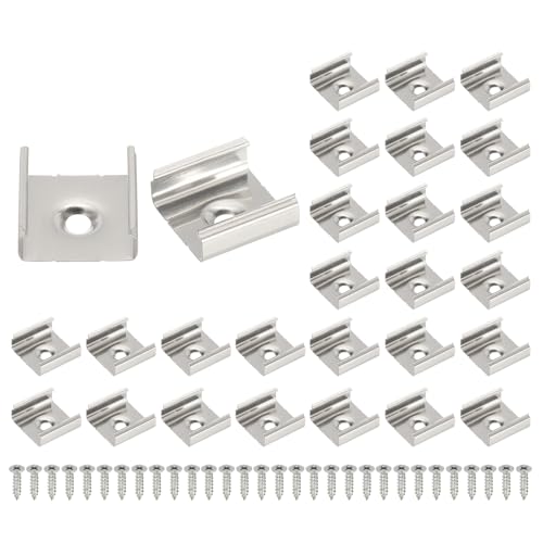 Image of PATIKIL LED Strip Clips, 30pcs Stainless Steel Mounting Brackets Fixing Clip Clamp Support Holder with Screws for 18mm LED Strip Lighting Cable