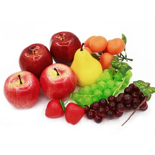 DONOTGO 15 Fake Fruit,Artificial Fruits for Decoration Lifelike Realistic Faux Fruit Decorative Fruit Decor Plastic Fruits for Decoration Simulation Fruit Fake Apples for Home Kitchen Chirstmas Décor