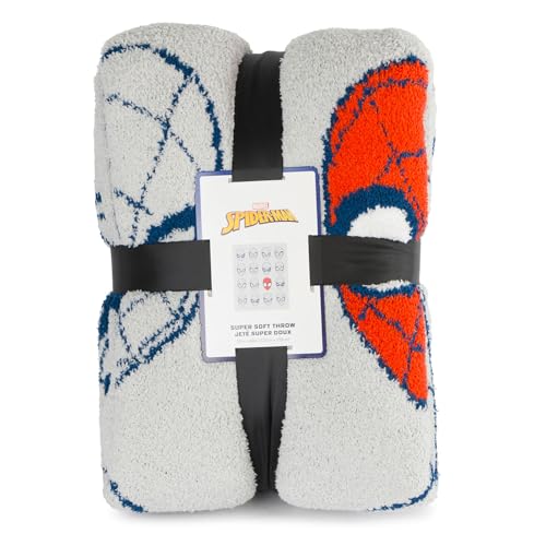 Image of Jay Franco Marvel Spiderman Feather Knit Fluffy Throw Blanket - Gray Fuzzy Blanket Measures 50 x 60 inch, Super Soft Lightweight Bedding