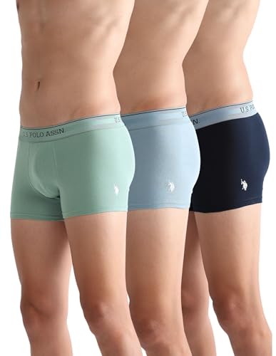 Image of U.S. Polo ASSN. Mens OET15 Mid Rise Solid Underwear Trunks - Pack of 3