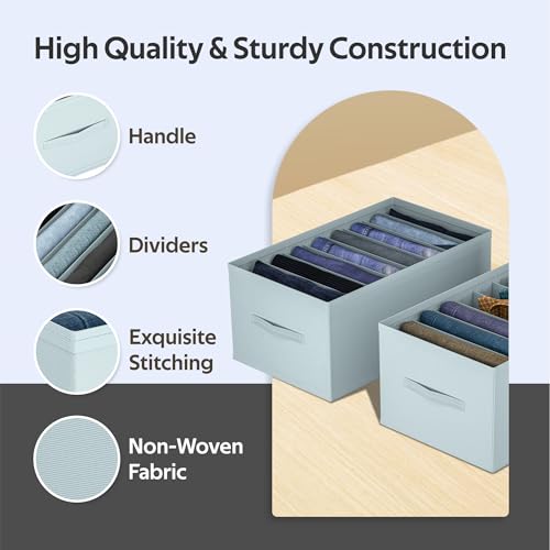 Image of Kuber Industries Non Woven Large Foldable Clothes Organiser with 9 Grid | Dress Storage Box For Jeans & Shirt | Wardrobe Storage Organizer | Bedroom Almirah Organizer Items | Grey