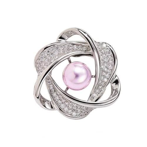Image of Delicate Pearl Rhinestone Crystal Flower Brooch Pin for Women Dress Hat Decoration Bride Engagement Wedding Jewelry