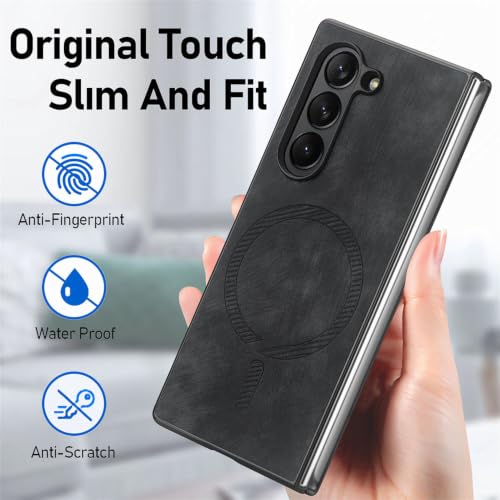 Étui Samsung Galaxy Z Fold 5 6 7 cuir magnétique anti-chute marron - 3