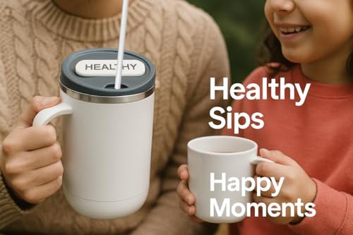 Image of TYLOS Insulated Plastic Stainless Steel Coffee Mug, Mocha Cup with Lid 400ml Double Wall Tea & Milk Mug for Travel, Home, Office, | Leakproof | Drinkware Gifts for Woman & Man (White)