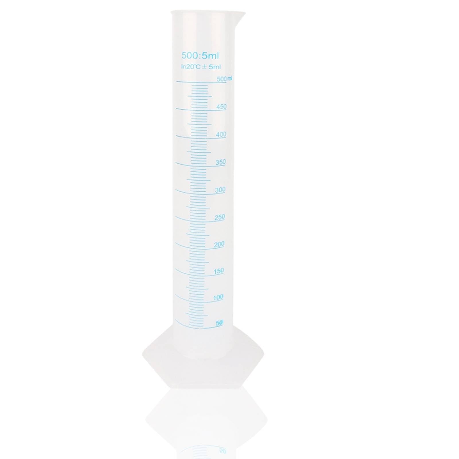 Cylindres de mesure, cylindre gradué en plastique de 500 ml avec bec verseur, tube de liquide d'essai en laboratoire transparent pour les projets scientifiques, fournitures de
