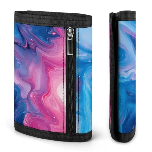 Abstract Blue Pink Ocean Print Wallet for Men, 8 Credit Card Holder Slim Minimalist Front Pocket Small Mens Bifold Wallets2