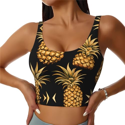 Chaleco de yoga negro para mujer HYTTER con piña dorada talla M