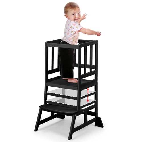 COSYLAND Montessori Lernturm ab 1 Jahr – Höhenverstellbarer Kinder Lernturm &...