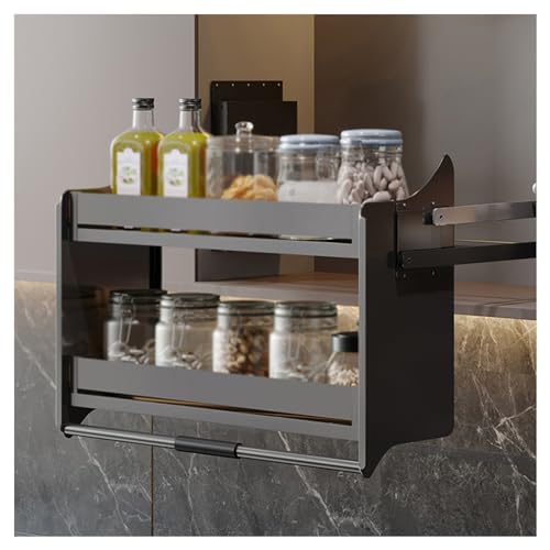 XLTFUC Adjustable Pull-Down Shelves Kitchen Wall Cabinet Storage Organizer 2 Tier Cabinet Organizer(46x28x54cm)