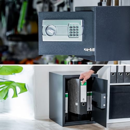 Miniatura 7 de Hmf Caja Fuerte Para Hogar, Hotel U Oficina, Caja Fuerte Para Muebles Con Cerradura De Combinación Para Documentos Din A5 31 X 20 X 20 Cm Antracita