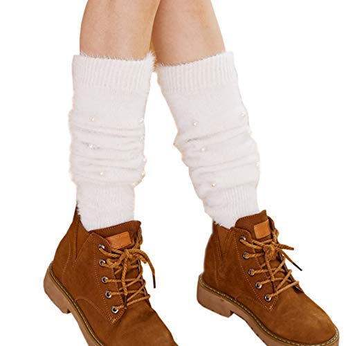 XueXian Jambières pour femme et adolescente avec perles décorées pour temps froid - blanc - taille unique Cover