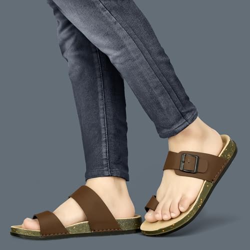 Image of Men Thumb Style Slippers | Ethnic Slip-On Sandals | Traditional Footwear | Comfortable Rubber Sole Chappals | Casual Slippers for Men