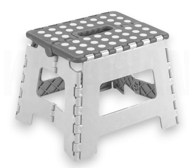 Taburete Plegable de Plástico Resistente, Portátil con Asa, Superficie Antideslizante, Multiusos para Hogar, Camping, Cocina, Baño, Capacidad 150 kg (1, Multicolor, 21 X 17 X 18 cm)