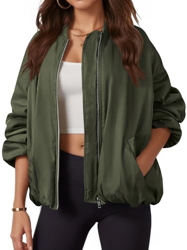 Blouson bomber femme fermeture éclair et coupe oversize décontractée